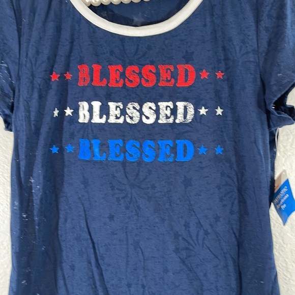 Blessed Celebrate Patriotic USA Red White Blue Graphic Tee Size 2XL New - Picture 3 of 11